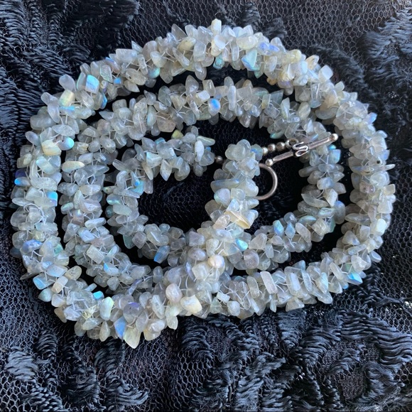 Vintage Labradorite Chip Sterling Silver necklace - Picture 7 of 12